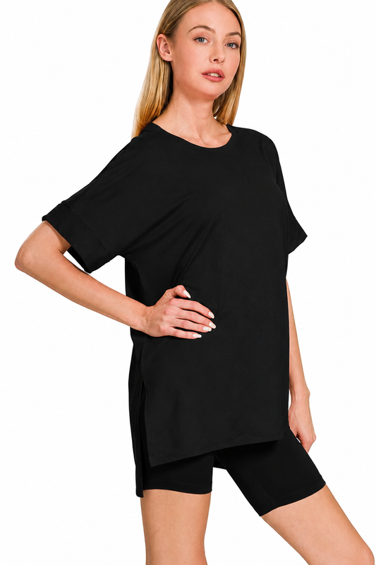BRUSHED DTY MICROFIBER TOP & BIKER SHORTS