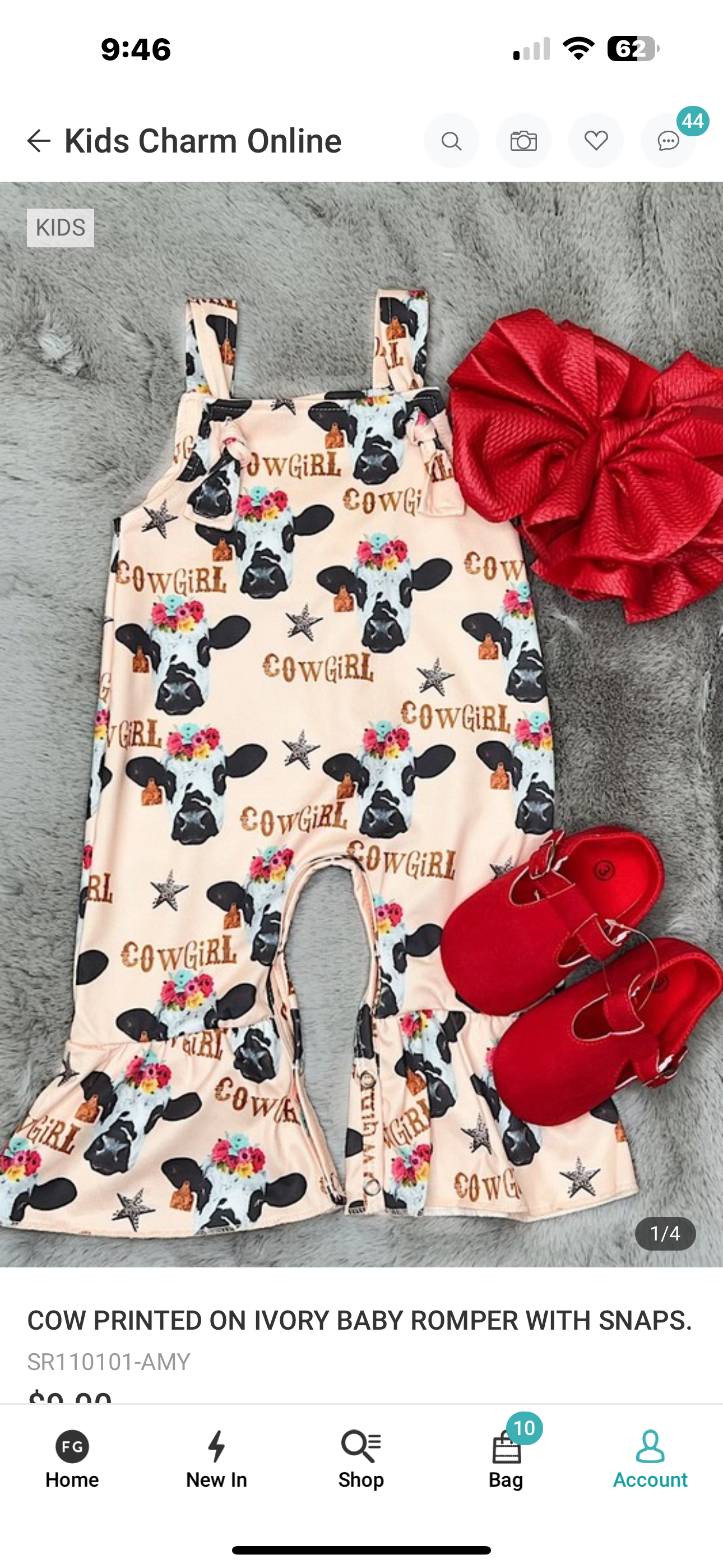 Cow Print Baby Romper