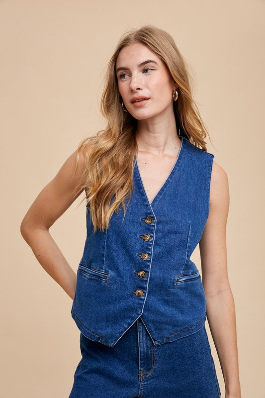 Kool Gal Stretch Denim Vest Top