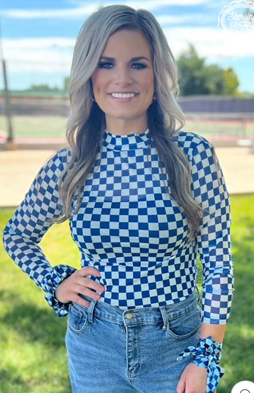 PEP RALLY MESH TOP BLUE