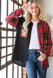 Buffalo Plaid & Black Shacket Top