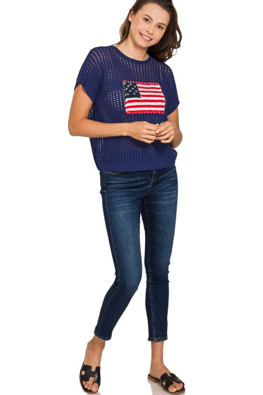 AMERICAN FLAG CAP SLV OPEN
STITCH SWEATER
