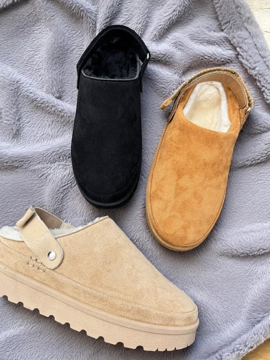 FUZZY SLING BACK SLIPPERS