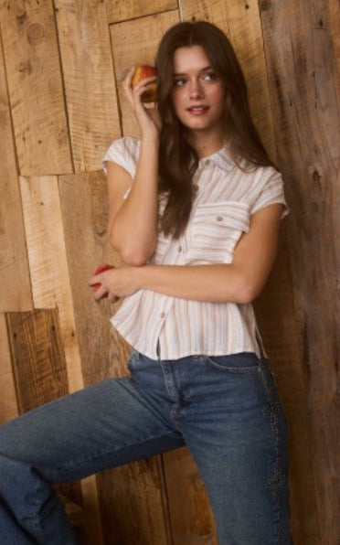 Striped Sleeveless Button Down