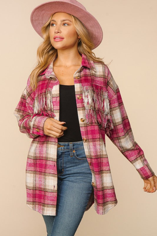 FEEELIN ALITTLE COUNTRY FLANNEL PLAID SHACKET