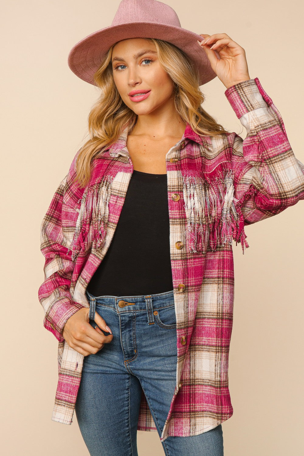 FEEELIN ALITTLE COUNTRY FLANNEL PLAID SHACKET