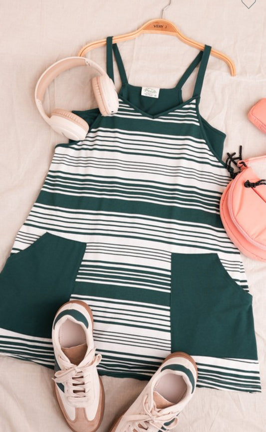Comfy Striped Knit Mini Dress W/ Short
