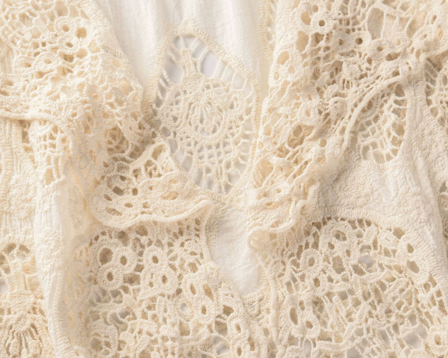 Sleeveless Hollow Jacquard Lace Cardigan: Khaki