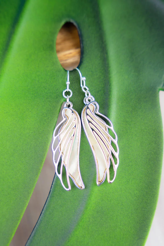 GABRIELLA SILVERTONE PEARL WINGS EARRINGS